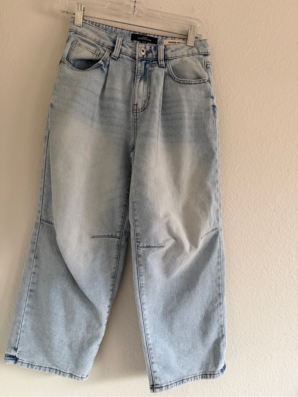 BCBGeneration Womens Wide Leg Cropped Jeans Light Wash Denim